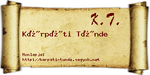 Kárpáti Tünde névjegykártya